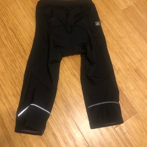 Women’s Santic padded 3/4 cycling‎ pants Small Black and purple bicycle riding - Picture 7 of 13